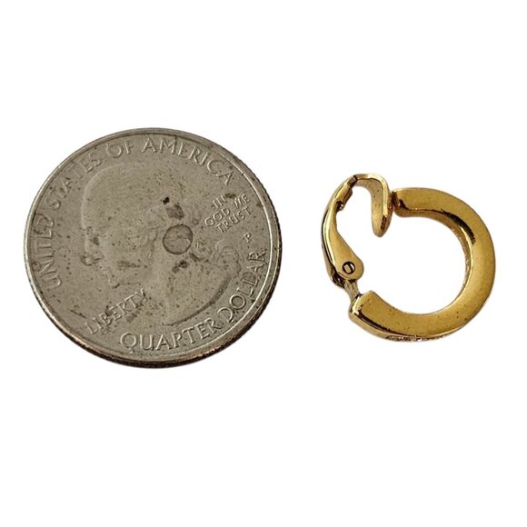 Trifari Gold Tone Clear Rhinestone Hoop Clip On Earrings, Signed - Picture 7 of 8